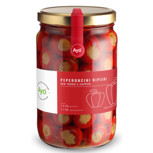 Peperoncini ripieni con tonno e capperi - 6 Vasetti da 1,5kg